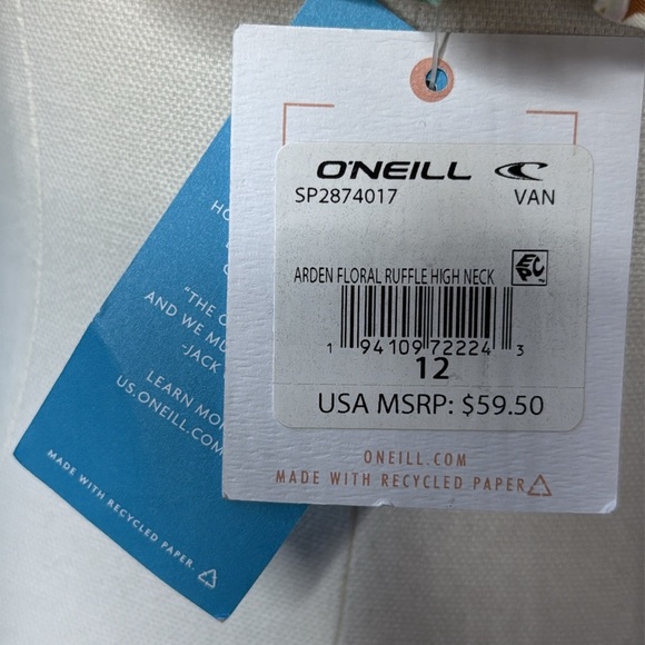 O’Neil’s | ARDEN FLORAL RUFFLE HI-NECK SWIM, Size 12, NWT - Picture 9 of 12